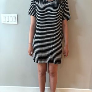 Black and White Striped T-Shirt Dress